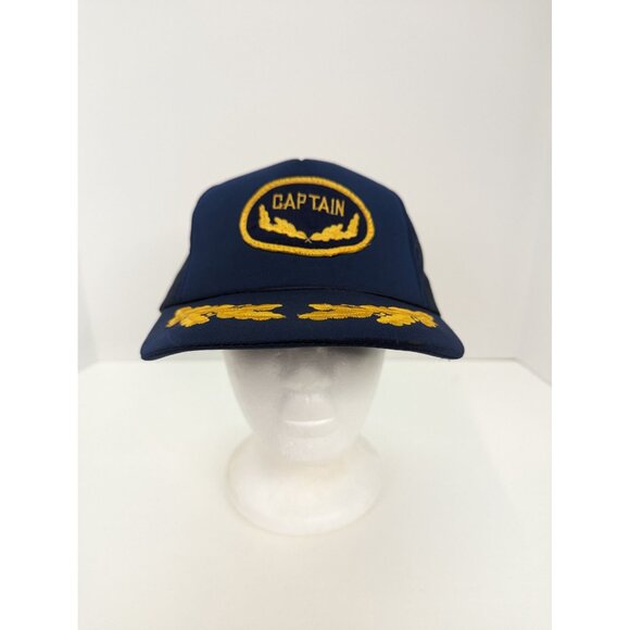Captain Embroidered Logo with Scrambled Eggs Men Blue Mesh Back Snapback Cap Hat - Picture 2 of 9